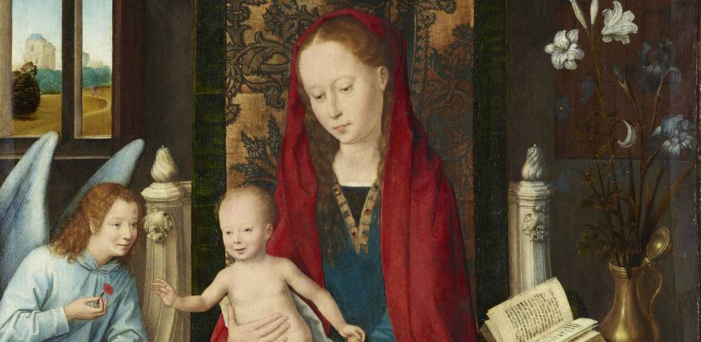 Hans Memling, Thronende Maria mit dem Kind (Detail), um 1485