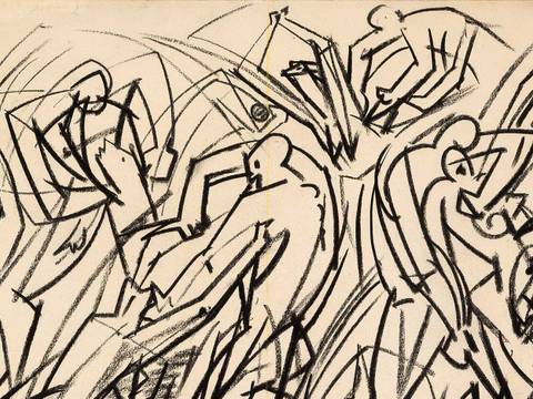 André Masson, Massacre, Detail, 1933, Kohle und Pastell auf Papier