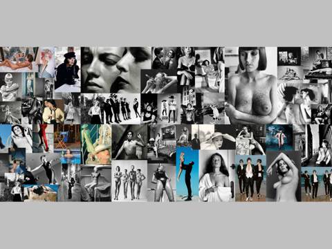 Collage aus Bildern von Helmut Newton aus dem Film „Intermezzo. Revisiting Helmut Newton“