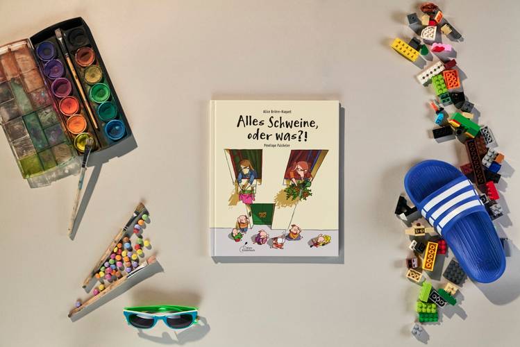 Cover zum Bilderbuch "Alles Schweine, oder was?!" mit Text von Alice Brière-Haquet und Illustrationen von Pénélope Paicheler – Cover zum Bilderbuch "Alles Schweine, oder was?!" mit Text von Alice Brière-Haquet und Illustrationen von Pénélope Paicheler
