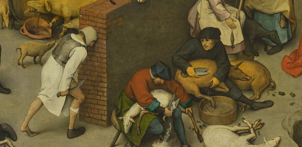 Pieter Bruegel d.Ä.: Die niederländischen Sprichwörter (Detail), um 1559