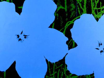 Sturtevant, Warhol Flowers, Detail, 1990, Siebdruck und Acryl auf Leinwand, 293 x 291 cm