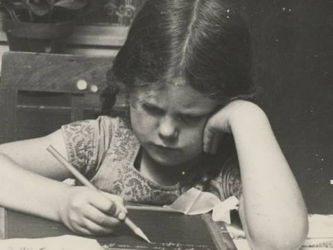 Hilde Hubbuch, Kinderporträt, Vintage Print, ohne Datierung