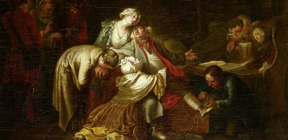 Daniel Nikolaus Chodowiecki, Der Abschied des Jean Calas von seiner Familie (Detail), 1765/66