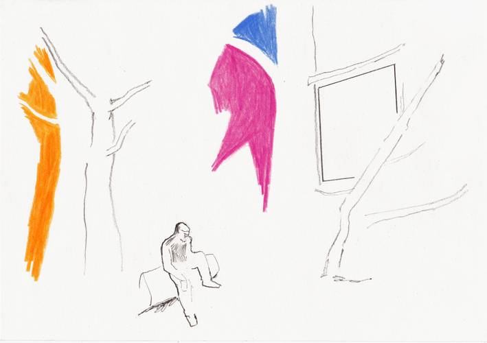 Esther Horn, o.T., 2014, Farbstift und Bleistift auf Papier, 20,8 x 29,5 cm © Esther Horn, Privatsammlung Jan Froehlich – Esther Horn