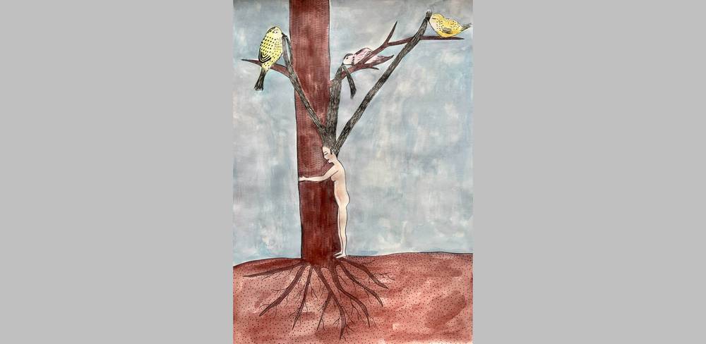 Alejandra Pombo Su, aus der Serie „Mein Jahr der Hingabe“, 2025–2026, 18 Zeichnungen, Mixed Media auf Papier