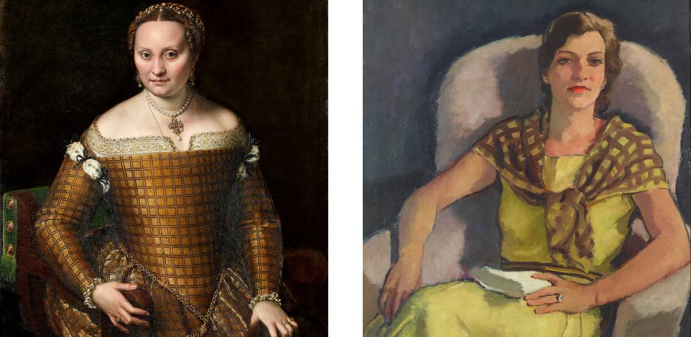 Sofonisba Anguissola, Bianca Ponzoni Anguissola, Detail, 1557 | Eugen Spiro, Die Gattin des Künstlers, 1929