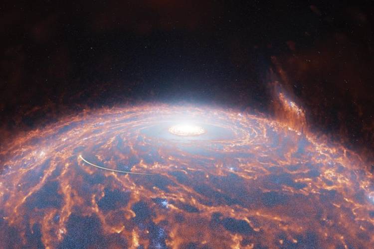 Kollision der Milchstraße mit der Zwerggalaxie Sagittarius – Eine Visualisierung der Kollision der Milchstraße mit der Zwerggalaxie Sagittarius