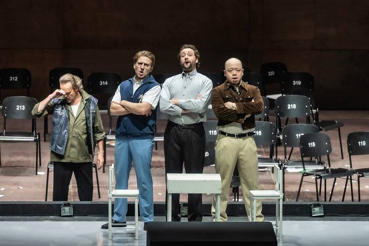 Turandot – Martin Muehle als Calaf, Gideon Poppe als Pang, Joel Allison als Ping, Ya-Chung Huang als Pong Bettina Stöß