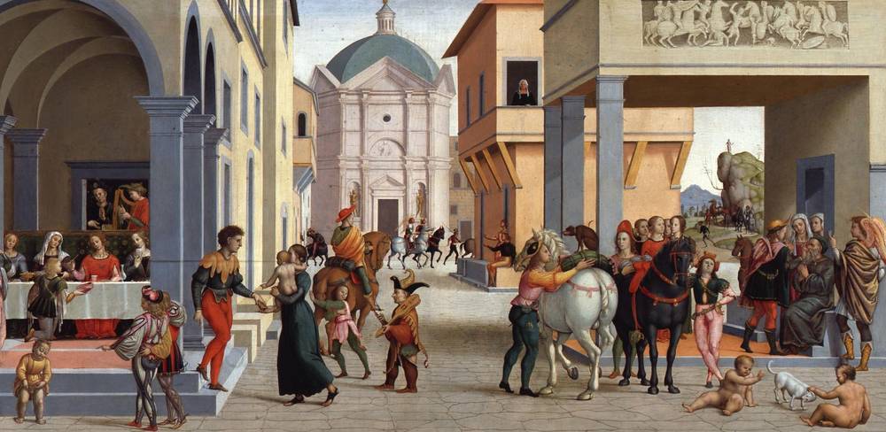 Giuliano Bugiardini, Darstellungen aus dem Leben des jungen Tobias (Detail), um 1500
