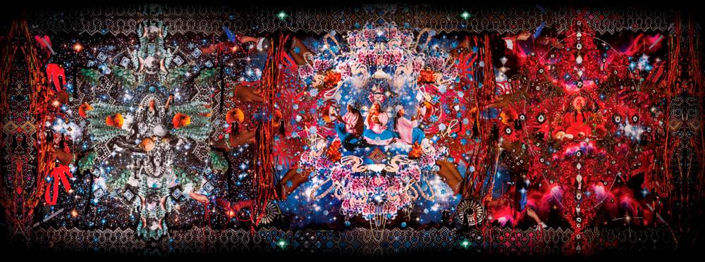 "The Story of Waleka", Collage, Erster Entwurf der Wandgrafik für "Geschenk der Spinne" von Raquel van Haver & Aliwaa Collective – "The Story of Waleka", Collage, Erster Entwurf der Wandgrafik für "Geschenk der Spinne" von Raquel van Haver & Aliwaa Collective