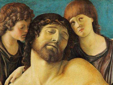 Giovanni Bellini, Der tote Christus, von zwei Engeln gestützt, Detail, um 1470-1475