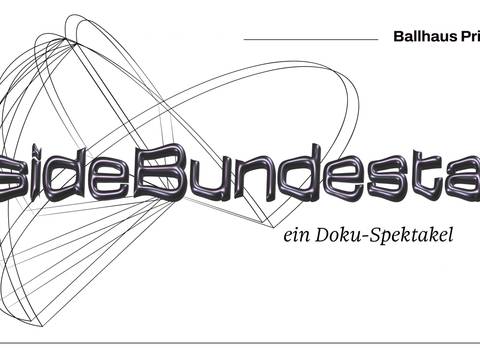  – Premiere. Ballhaus Prinzenallee. InsideBundestag ein Doku-Spektakel. Theater. Linienmuster im Hintergrund.