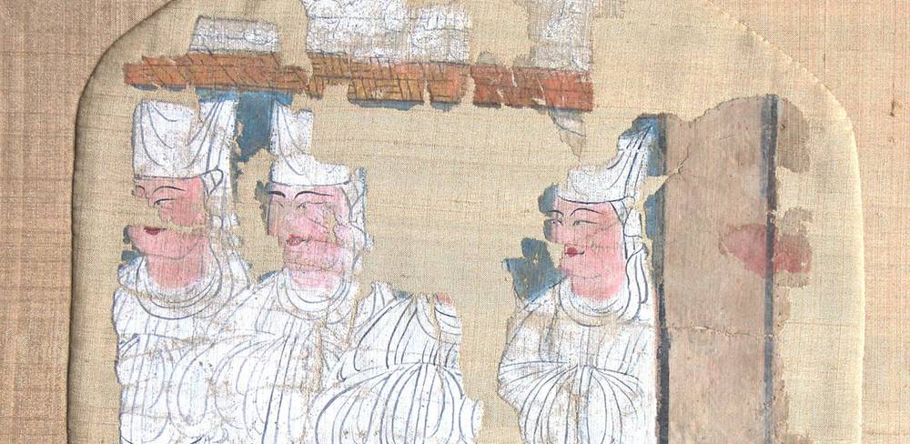 Manichäische Electae, Detail, China, Xinjiang, Kocho, 10. Jh., Seide mit Farben