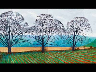 David Hockney, Three Trees near Thixendale, Winter, 2007, Öl auf acht Leinwänden,Sammlung Würth 12503