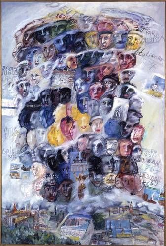 Hanefi Yeter: „Berlin ist doch eine bunte Palette“, Berlin, 1985, (Öl auf Leinwand, 173 x 116 cm) © Yeter Hanefi – Stiftung Stadtmuseum Berlin – Hanefi Yeter: „Berlin ist doch eine bunte Palette“, Berlin, 1985, (Öl auf Leinwand, 173 x 116 cm)