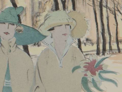 Modegraphik aus STYL 1922, „In der Lennéstraße“, Detail, Mantelkleider vom Modehaus Hammer, Lennéstraße 2. Zeichnung R.L. Leonard