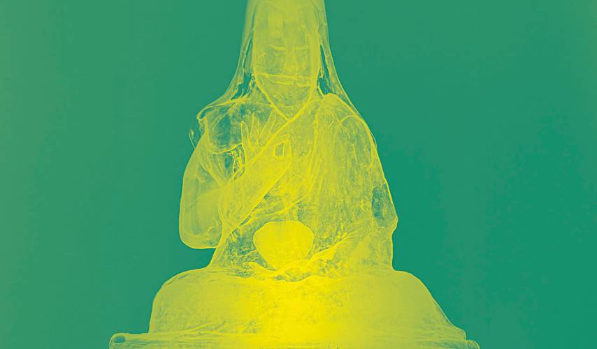 Röntgenaufnahme der zentralen Figur des Lamas im Gungervaa (mongolischer Holzschrein) – Röntgenaufnahme der zentralen Figur des Lamas im Gungervaa (mongolischer Holzschrein)