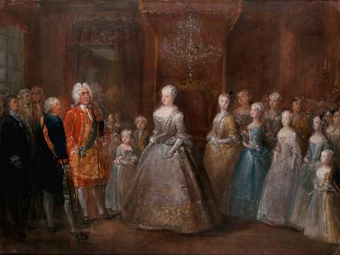 Antoine Pesne: Empfang Augusts des Starken im Berliner Schloß – Antoine Pesne: Empfang Augusts des Starken im Berliner Schloß