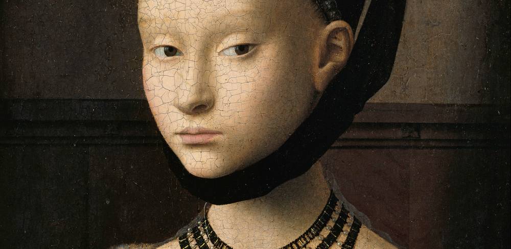 Petrus Christus, Bildnis einer jungen Dame (Detail), um 1470