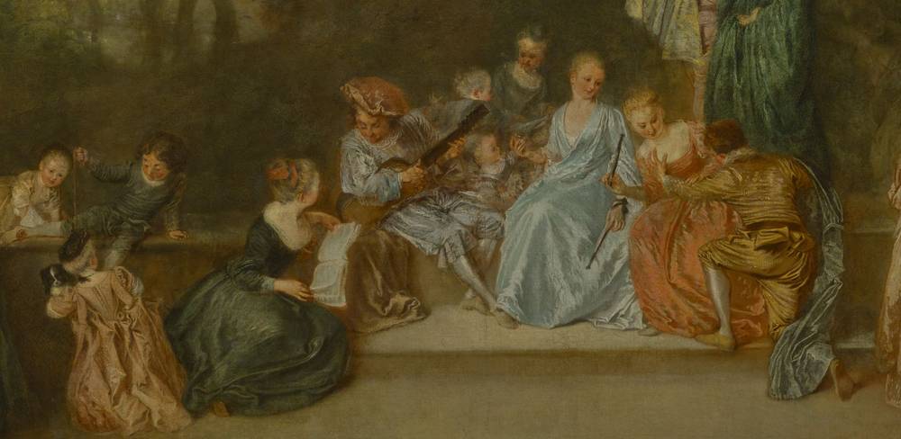 Jean Antoine Watteau, Gesellschaft im Freien (Detail), 1718/21