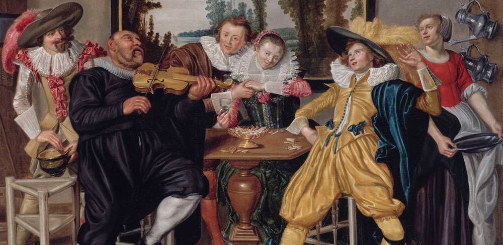 Willem Pietersz Buytewech: Interieur mit fröhlicher Gesellschaft (Detail), um 1622/ 24, Eigentum des Kaiser Friedrich Museumsvereins