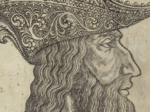 Antonio del Pollaiuolo (zugeschrieben), Der Großtürke Mehmed II „El Gran Turco“, Detail, um 1470/75