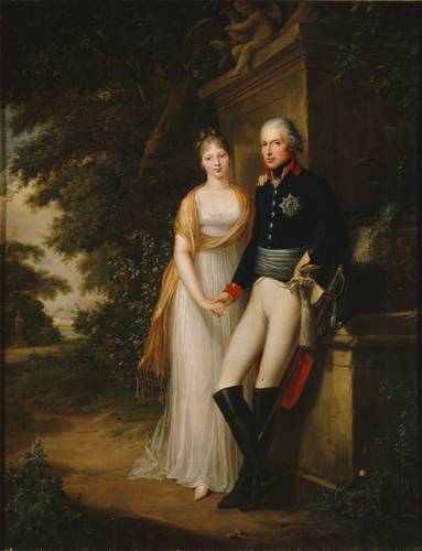 Friedrich Georg Weitsch: Friedrich Wilhelm III. und Königin Luise im Charlottenburger Schlossgarten, 1799 – Friedrich Georg Weitsch: Friedrich Wilhelm III. und Königin Luise im Charlottenburger Schlossgarten, 1799