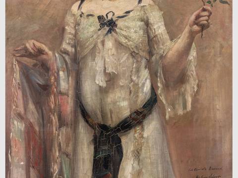 Lovis Corinth, Portrait Charlotte Berend im weißen Kleid, 1902 (Ausschnitt)