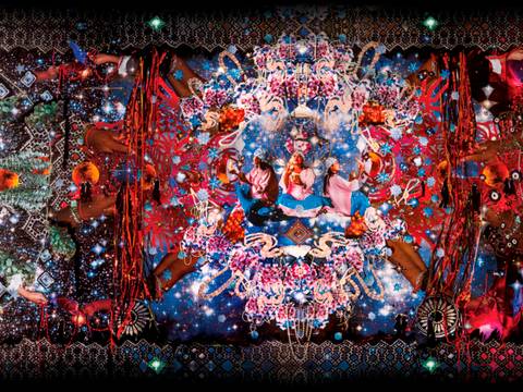 "The Story of Waleka", Collage, Erster Entwurf der Wandgrafik für "Geschenk der Spinne" von Raquel van Haver & Aliwaa Collective – "The Story of Waleka", Collage, Erster Entwurf der Wandgrafik für "Geschenk der Spinne" von Raquel van Haver & Aliwaa Collective