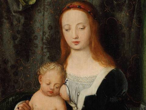 Hans Holbein d.Ä., Maria mit dem schlafenden Christuskind (Detail), um 1520