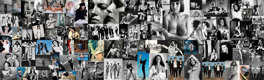 Collage verschiedener Bilder von Helmut Newton, zu sehen im Film "Intermezzo. Revisiting Helmut Newton"; Produziert von Profirst International in Zusammenarbeit mit Martin Salvador Studio für die MOP Foundation
