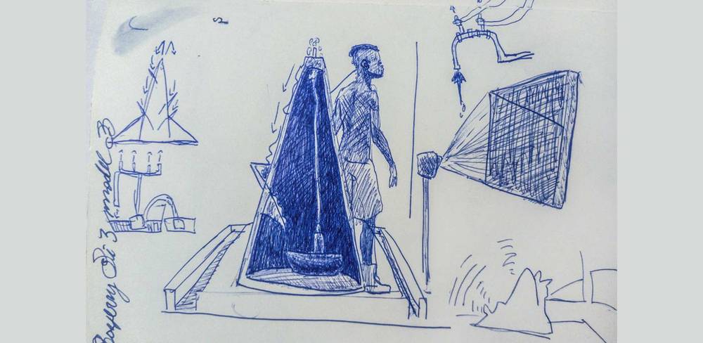 Projekt-Skizze zu einer Installation in der Ausstellung