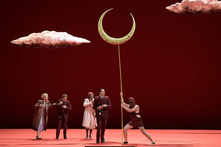 A Midsummer Night’s Dream – Gideon Poppe als Lysander, Samuel Dale Johnson als Demetrius, Karis Tucker als Hermia, Jeanine De Bique als Helena Bettina Stöß
