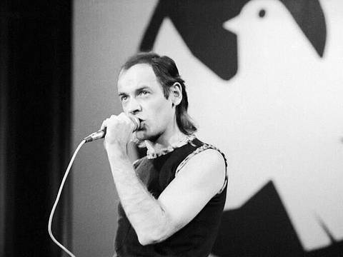Udo Lindenberg bei seinem Auftritt am 25. Oktober 1983 im Palast der Republik in Ost-Berlin