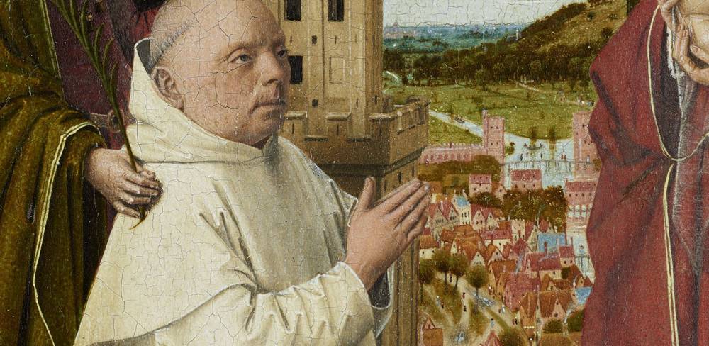 Petrus Christus, Die Madonna mit der heiligen Barbara und dem Kartäuser Jan Vos / Exeter-Madonna, Detail, 1445–1460