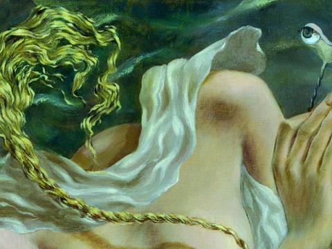 Dorothea Tanning, Spannung, Detail, 1942, Schenkung Sammlung Ulla und Heiner Pietzsch an das Land Berlin 2010 – Bildnachweis: Neue Nationalgalerie – Stiftung Preußischer Kulturbesitz / Foto: Jochen Littkemann