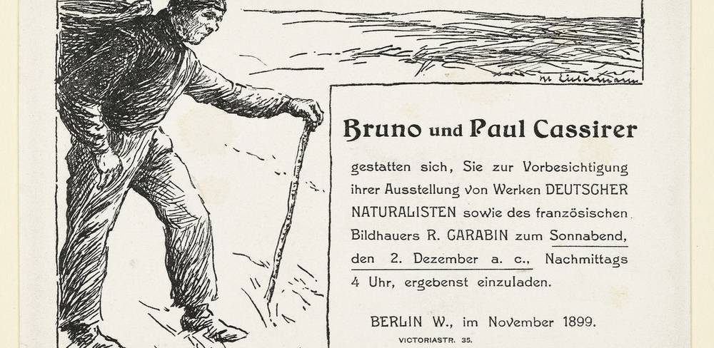 Max LiebermannEinladungskarte Bruno und Paul Cassirer, Ausstellung von Werken Deutscher Naturalisten sowie des französischen Bildhauers R. Carabin, 1899