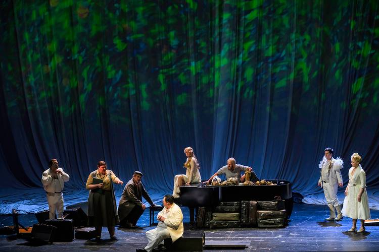 Das Rheingold – Iain Paterson als Wotan, Thomas Lehman als Donner, Kieran Carrel als Froh, Lauren Decker als Erda, Albert Pesendorfer als Fasolt, Tobias Kehrer als Fafner, Annika Schlicht als Fricka, Martina Welschenbach als Freia Bettina Stöß