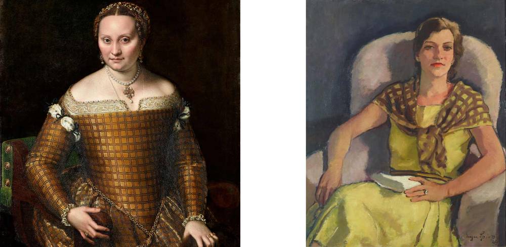 Sofonisba Anguissola, Bianca Ponzoni Anguissola, Detail, 1557 | Eugen Spiro, Die Gattin des Künstlers, 1929