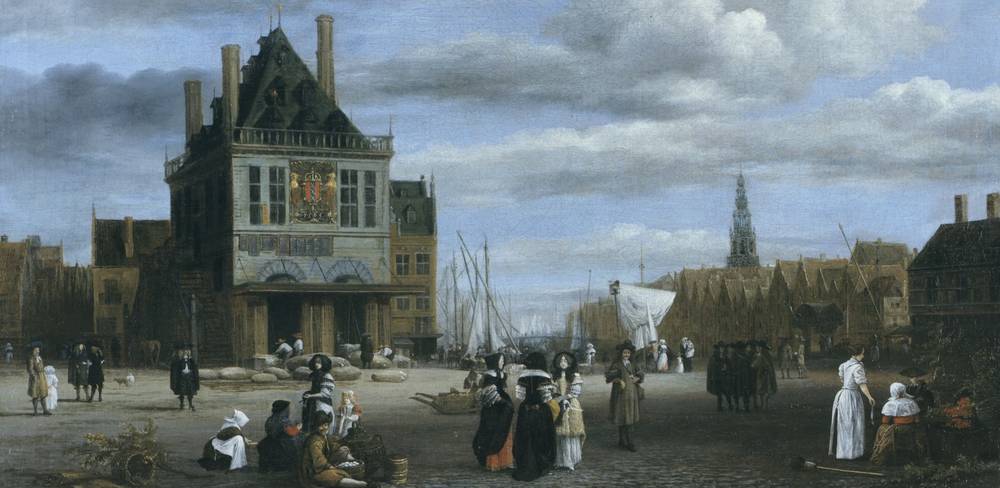 Jacob Isaacksz. van Ruisdael, Der Damplatz in Amsterdam (Detail), um 1675