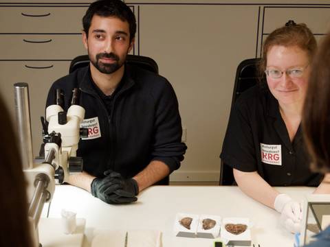 Im zweiten Obergeschoss des PETRI werden die frischen Funde vom Molkenmarkt direkt im Ausstellungsraum restauriert.