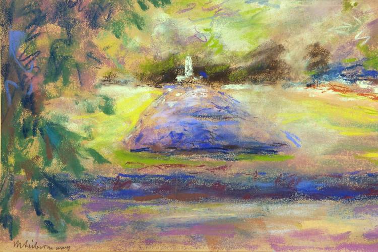 Max Liebermann, Blumenbeet im Wannseegarten mit Blick auf den Fischotterbrunnen, 1919, Pastell auf Velin, Privatbesitz – Max Liebermann, Blumenbeet im Wannseegarten mit Blick auf den Fischotterbrunnen, 1919, Pastell auf Velin, Privatbesitz