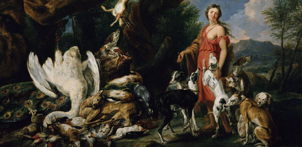 Jan Fyt, Diana mit ihren Jagdhunden neben erlegtem Wild (Detail), nach 1641