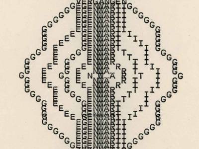 Ruth Wolf-Rehfeldt, Vergangen Gegenwärtig Zukünftig, Detail, 1975, Typewriting