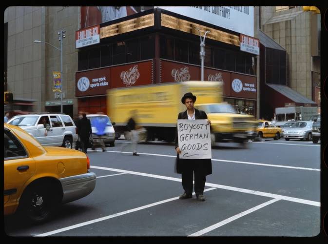 Christoph Schlingensief am Times Square / Christoph Schlingensief on Times Square, Filmstill aus Deutschland versenken, 9. November 1999