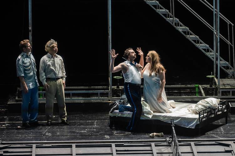 Turandot – Gideon Poppe als Pang, Ya-Chung Huang als Pong, Joel Allison als Ping, Catherine Foster als Turandot Bettina Stöß