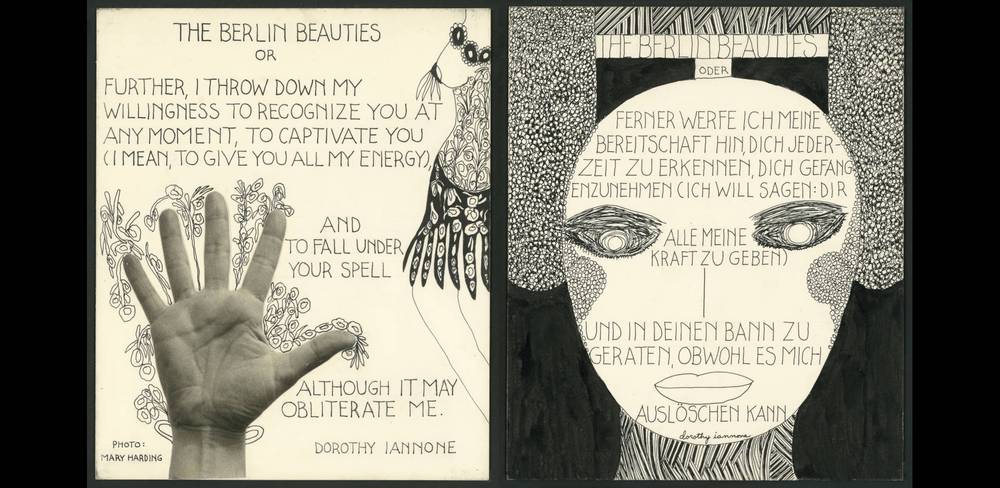 Dorothy Iannone, aus der Serie „The Berlin Beauties“, 1977-78, Schwarze Tusche, Spuren von Bleistift auf weißem Zeichenkarton