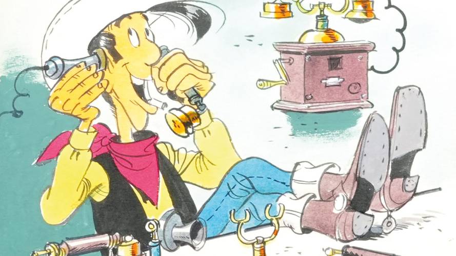 Key Visual der Veranstaltung – Lucky Luke am Telefon