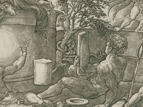  – Agostino Veneziano, Allegorie der Vertreibung aus dem Paradies, 1530-1535, Kupferstich Author